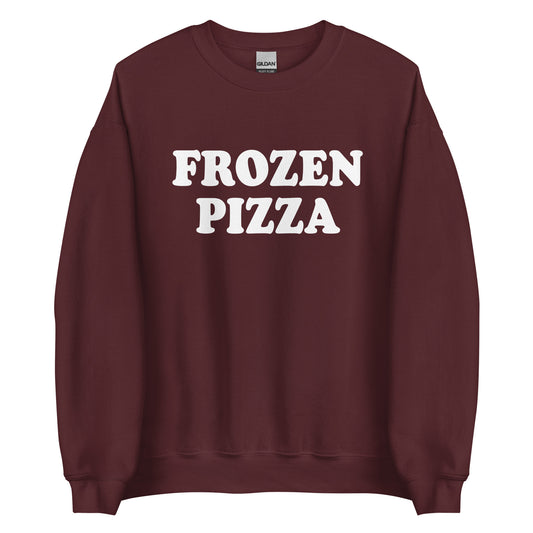 Maroon Frozen Pizza Sweatshirt from Nina's Funky Shop by ninanush - Do you frozen pizza? Looking for a funny gift for a friend? Our Frozen Pizza Crewneck Sweatshirt is just what you need. It's a unisex sweatshirt for foodies with "frozen pizza" on the front. A funny food sweatshirt for cozy nights in or streetwear for foodies.This frozen pizza enthusiast sweatshirt is made just for you.