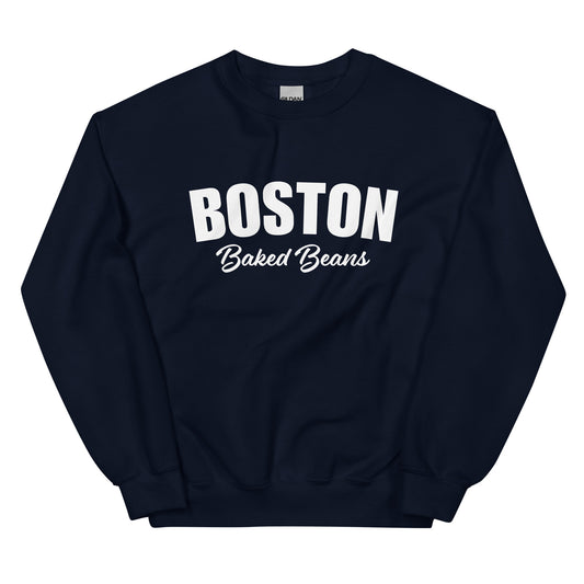 Navy Boston Baked Beans Sweatshirt from Nina's Funky Shop by ninanush - Fan of Boston Baked Beans? Need a fun gift for a New Englander? Introducing our Boston Baked Beans Sweatshirt! It's a funny foodie sweatshirt for Baked Beans. This unisex, varsity sweatshirt comes in a variety of colors with the words "Boston Baked Beans" on the front. Eat baked beans in style in this foodie sweatshirt.