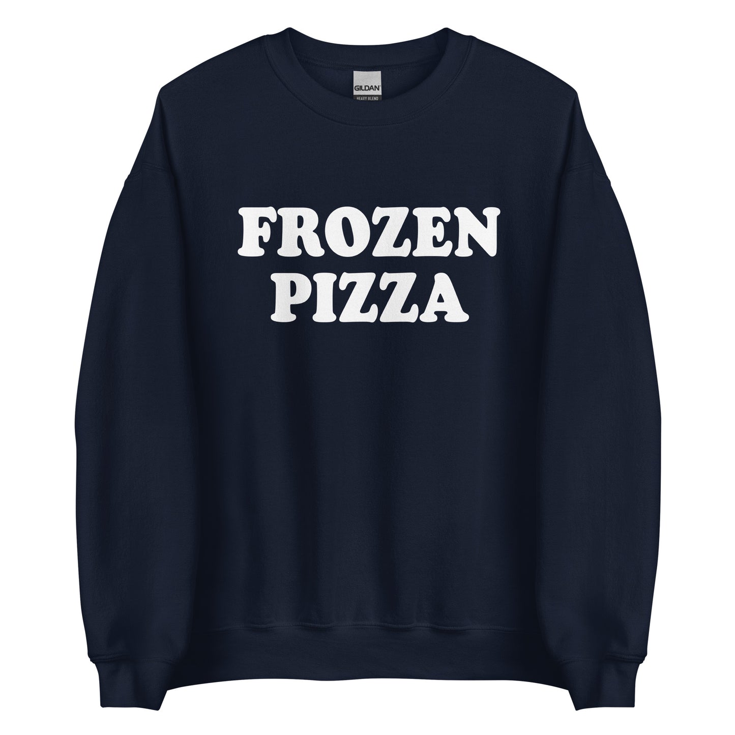 Navy Frozen Pizza Sweatshirt from Nina's Funky Shop by ninanush - Do you frozen pizza? Looking for a funny gift for a friend? Our Frozen Pizza Crewneck Sweatshirt is just what you need. It's a unisex sweatshirt for foodies with "frozen pizza" on the front. A funny food sweatshirt for cozy nights in or streetwear for foodies.This frozen pizza enthusiast sweatshirt is made just for you.