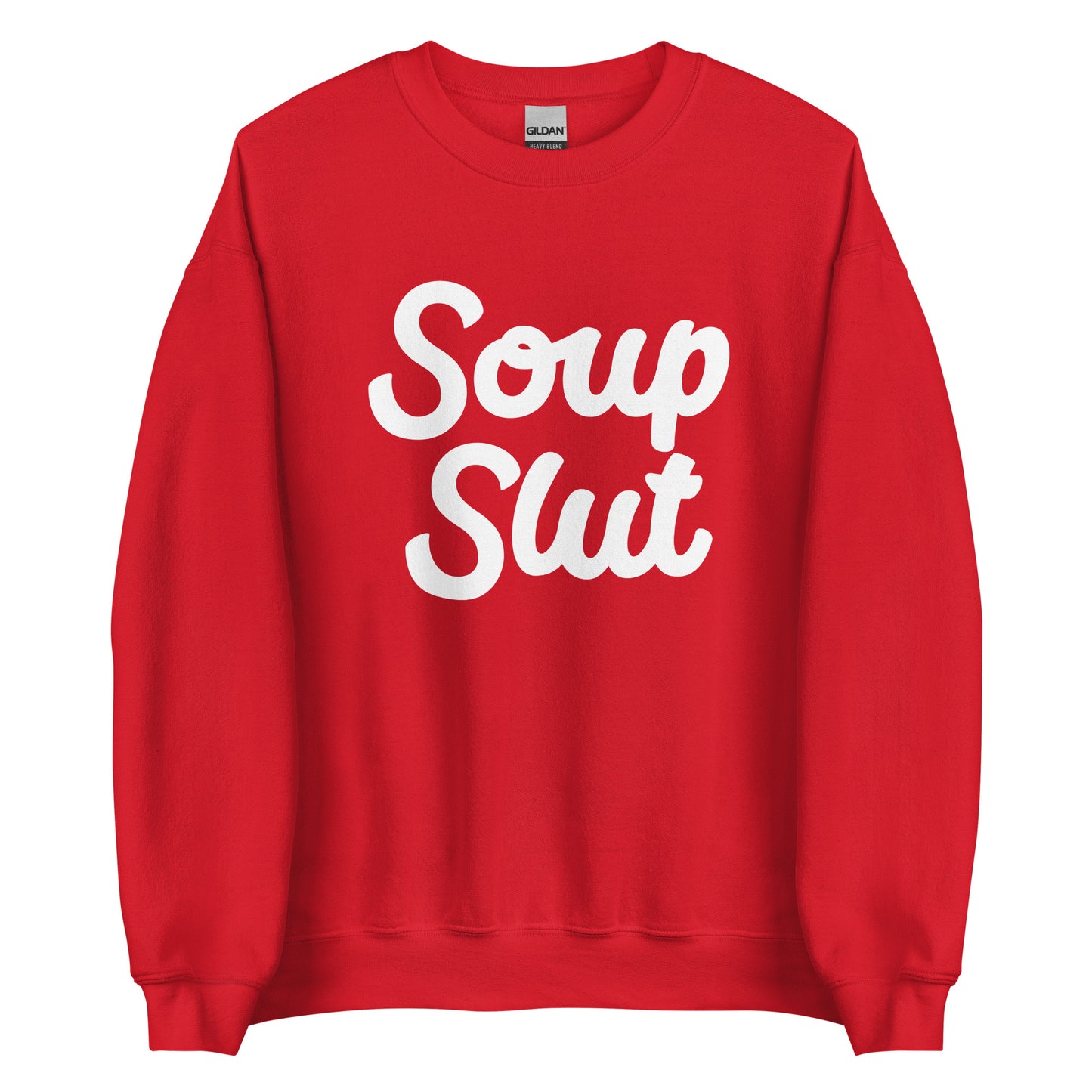 Red Soup Slut Sweatshirt from Nina's Funky Shop by ninanush - Do you love soup? Looking for a funny gift? Our Soup Slut Crewneck Sweatshirt is soft, comfortable and just what you need. It's a unisex foodie sweatshirt with "soup slut" on the front. A funny foodie sweatshirt for cozy nights in or stand out soup lover streetwear. This soup enthusiast sweatshirt is made just for you.