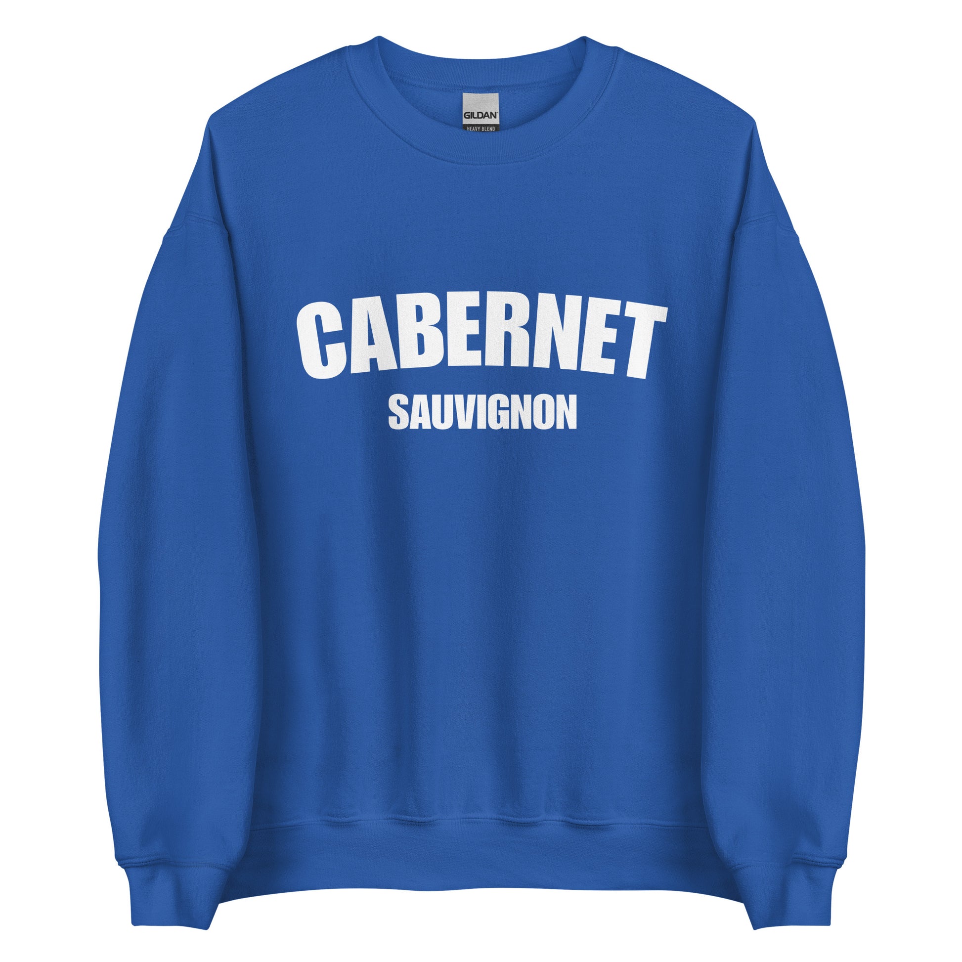 Royal Blue Cabernet Sauvignon Sweatshirt from Nina's Funky Shop by ninanush - Love Cabernet Sauvignon? Looking for a fun wine lover gift? Our Cabernet Sauvignon Sweatshirt is a unisex, crew neck sweatshirt that comes in a variety of colors with "Cabernet Sauvignon", on the front. Perfect for cozy nights in or stand out streetwear, this wine enthusiast sweatshirt is designed by Nina just for you.