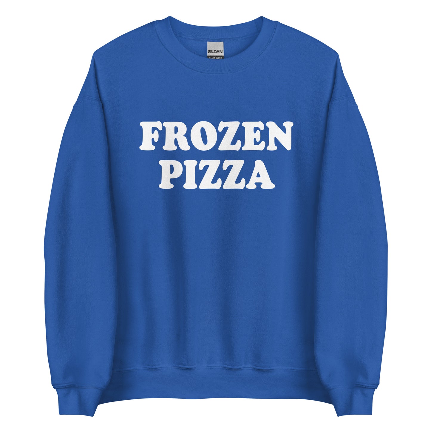 Royal Blue Frozen Pizza Sweatshirt from Nina's Funky Shop by ninanush - Do you frozen pizza? Looking for a funny gift for a friend? Our Frozen Pizza Crewneck Sweatshirt is just what you need. It's a unisex sweatshirt for foodies with "frozen pizza" on the front. A funny food sweatshirt for cozy nights in or streetwear for foodies.This frozen pizza enthusiast sweatshirt is made just for you.
