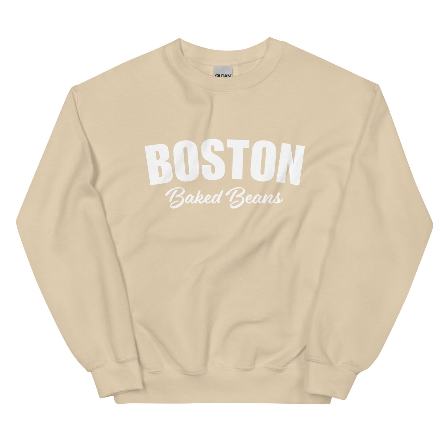 Tan Boston Baked Beans Sweatshirt from Nina's Funky Shop by ninanush - Fan of Boston Baked Beans? Need a fun gift for a New Englander? Introducing our Boston Baked Beans Sweatshirt! It's a funny foodie sweatshirt for Baked Beans. This unisex, varsity sweatshirt comes in a variety of colors with the words "Boston Baked Beans" on the front. Eat baked beans in style in this foodie sweatshirt.