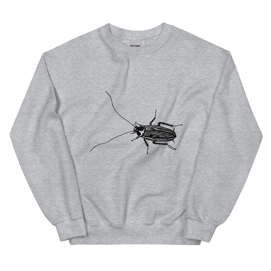 Gray cockroach sweatshirt from Nina's Funky Shop by ninanush - This cockroach sweatshirt is soft and comfortable with a bold cockroach sketch on the front. Add a little personality to your style in this weird sweatshirt or give it as a funny gift for a bug enthusiast Celebrate your individuality with our original, hand-drawn graphics, designed by Nina. Stay funky and stand out.
