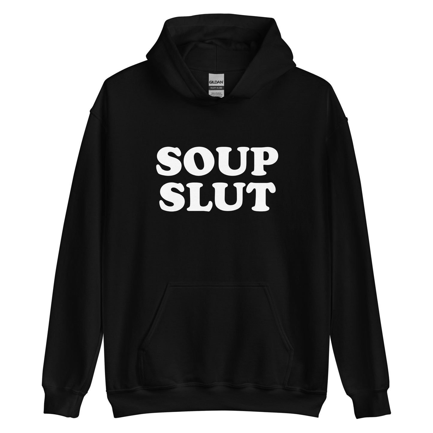 Black Soup Slut Hoodie from Nina's Funky Shop by ninanush - Do you love soup? Looking for a funny gift for a friend? Our Soup Slut Hoodie is soft, comfortable and just what you need. It's a unisex foodie sweatshirt that comes in a variety of colors with "soup slut", expertly printed on the front. A perfect funny foodie hoodie for cozy nights in or stand out soup lover streetwear, this soup enthusiast sweatshirt is bold and made just for you. 