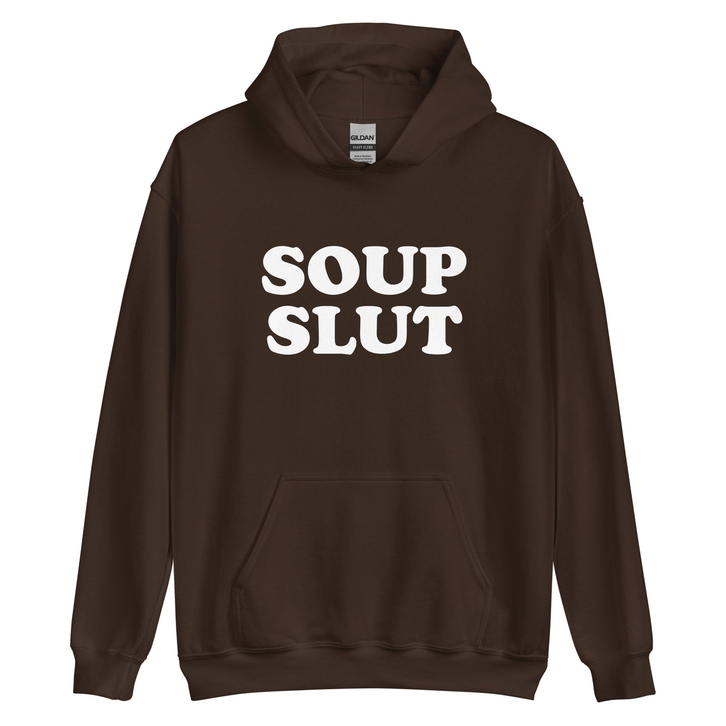 Brown Soup Slut Hoodie from Nina's Funky Shop by ninanush - Do you love soup? Looking for a funny gift for a friend? Our Soup Slut Hoodie is soft, comfortable and just what you need. It's a unisex foodie sweatshirt that comes in a variety of colors with "soup slut", expertly printed on the front. A perfect funny foodie hoodie for cozy nights in or stand out soup lover streetwear, this soup enthusiast sweatshirt is bold and made just for you.