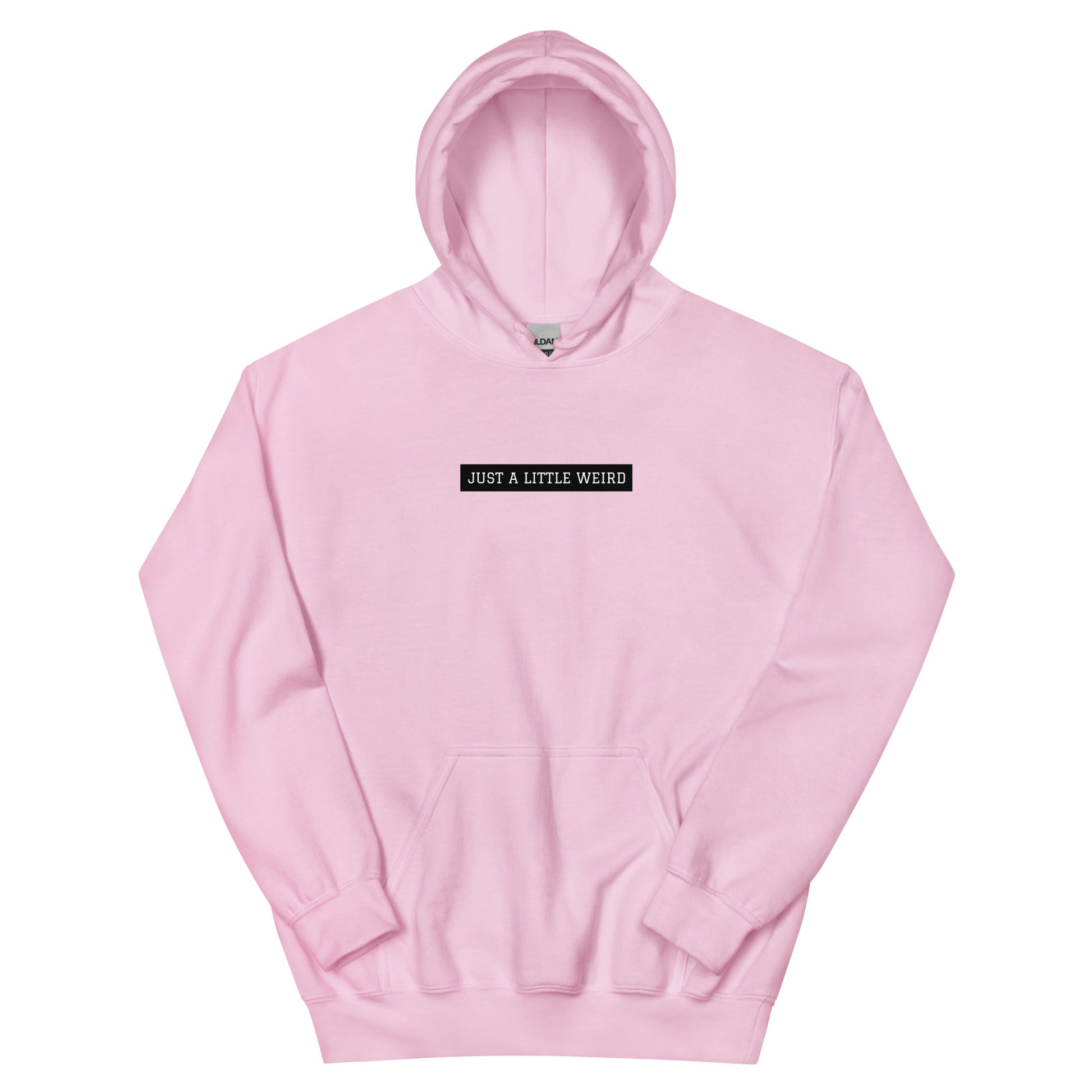 Pink unisex hoodie with happy message - This Just a Little Weird Hoodie is the perfect statement piece for any outfit. Made from a soft and comfortable fabric, it feature a unique pink flower design and message that stands out in all the right ways. It's funky, comes in different colors, and made just for you. Stay weird and wear what makes you smile.