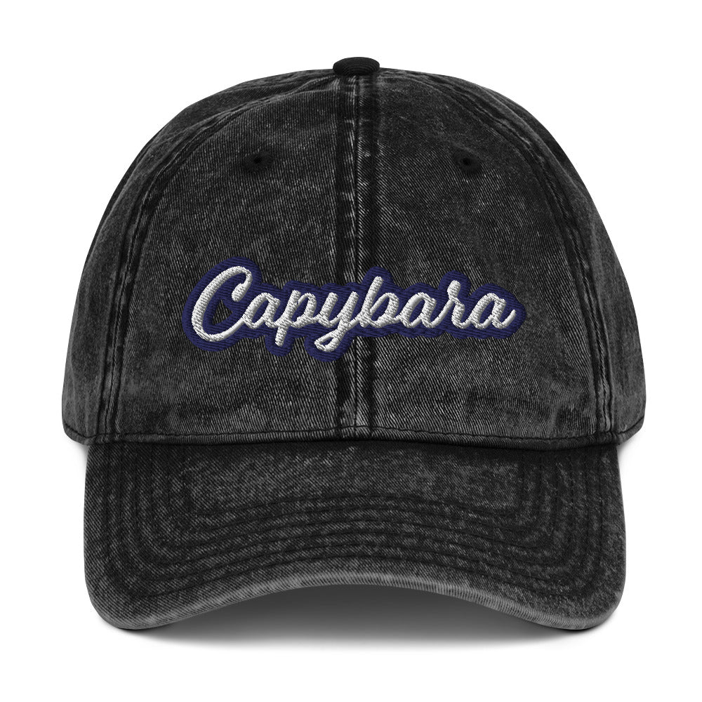 Back capybara hat - A Capybara Dad Hat that's trendy and colorful with a unique embroidery. The perfect funny gift for Capybara lovers or unique hat for animal enthusiasts of all kinds. It's a comfortable everyday hat, with an adjustable closure and funky vintage style. Stay weird and make a statement in this funny capybara dad hat.