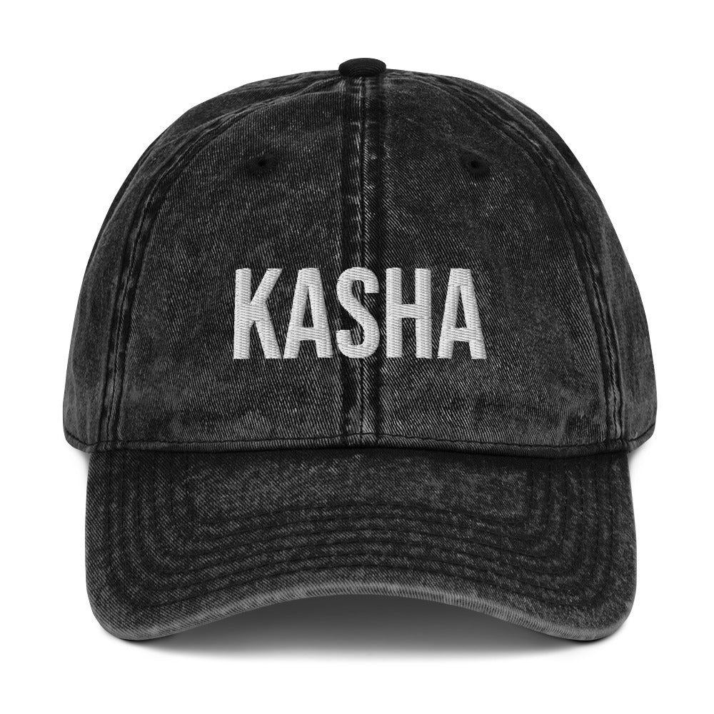 Black kasha dad hat - If you love Eastern European food, this kasha hat was designed just for you. Eat kasha in style and share your foodie passion in this dad hat for kasha lovers. This funny foodie hat is made of cotton, with a faded vintage style and an eye-catching embroidery. Perfect for kasha enthusiasts and foodies of all kinds. 