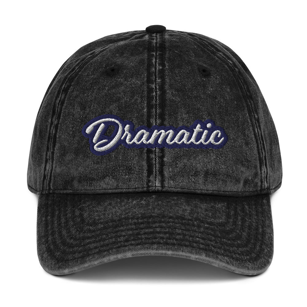 Faded black dramatic dad hat - Calling all drama queens and drama kings! This dramatic hat was designed just for you! A colorful dramatic dad hat with a stylish faded material, vintage look and is made of 100% cotton. It's a funny embroidered dad hat that's the perfect stand out accessory for everyday style or a gift for dramatic friends and family.