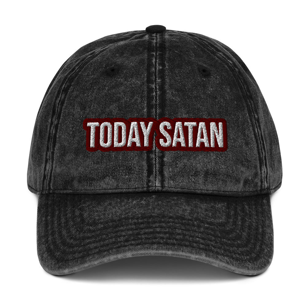 Back today Satan dad hat from Nina's Funky Shop by ninanush - Today Satan! Add a little personality to your everyday style with this quirky dad hat for sinners of all kinds. It's an unusual dad hat that comes in a variety of colors with "Today Satan" embroidered on the front. Stand out and make a statement in this funny Satan hat or give it as a weird gift to your favorite human.