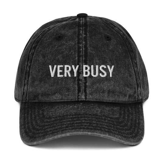 Black very busy dad hat from Nina's Funky Shop by ninanush - VERY BUSY 🐝 Make a statement with this funny embroidered dad hat for very busy people. It comes in a variety of colors, with a vintage style and an adjustable brass closure. The perfect hat for very busy days or a sarcastic gift for your lazy friend. This unisex dad hat was designed by Nina and made just for you.