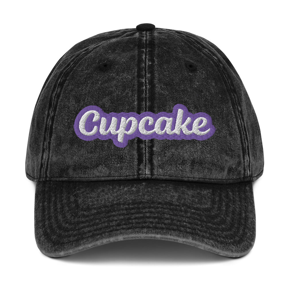 Black cupcake dad hat from Nina's Funky Shop by ninanush - This cupcake dad hat is the perfect hat for foodies and cupcake enthusiasts. Stand out, eat your favorite foods and add a bit personality to your everyday style in this funny dad hat for cupcake lovers with "cupcake" embroidered on the front. Celebrate your favorite food and drinks in our funky foodie apparel designed by Nina.