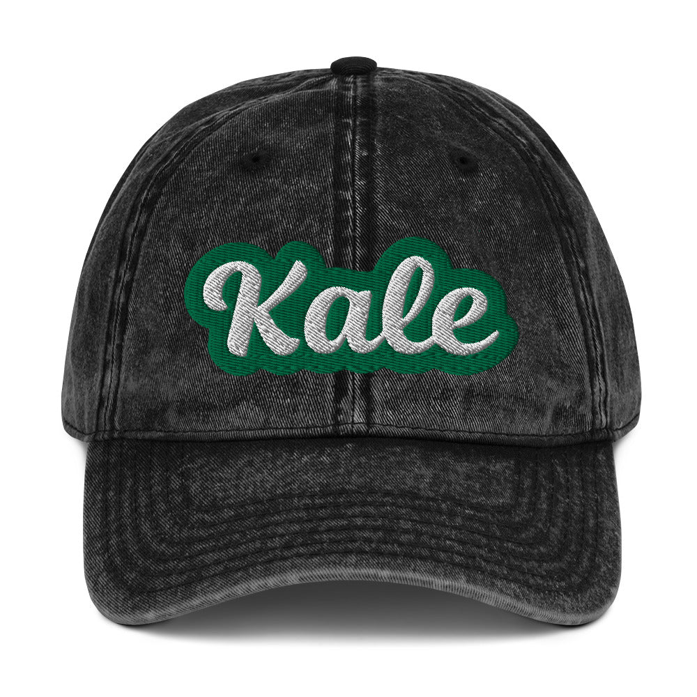 Black kale dad hat from Nina's Funky Shop by ninanush - Eat kale and stand out in our kale dad hat. It has an adjustable closure and comes in a variety of colors with the word "kale", expertly embroidered on the front. Wear this kale hat and make a statement or give it as a funny gift for a kale enthusiast. It's a unique dad hat for foodies and veggie lovers of all kinds.