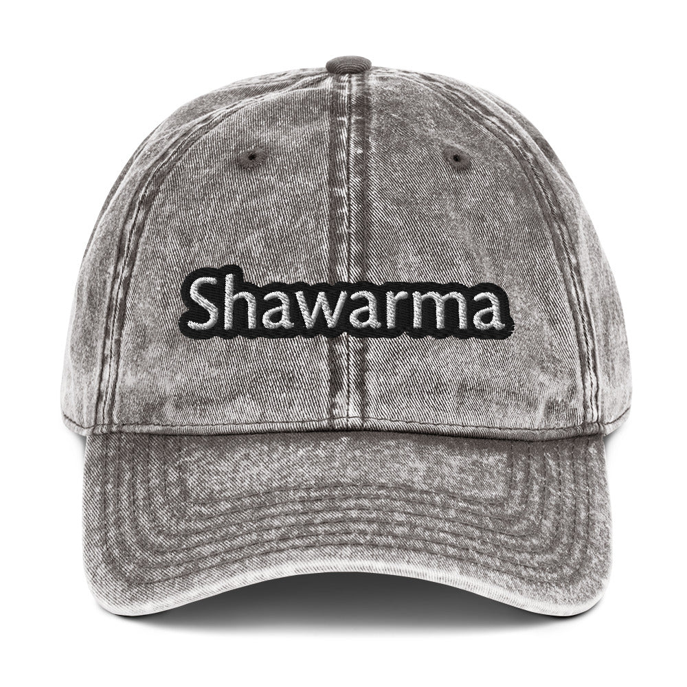 Gray shawarma dad hat - This shawarma dad hat is just what every Middle Eastern food lover needs. It's comfortable, eye-catching, designed for shawarma lovers and made just for you. This funny food hat has a washed out vintage style with a carefully embroidered design for shawarma enthusiasts. A perfect everyday hat or gift for shawarma lover.