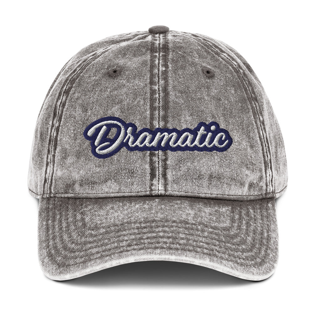 Faded gray dramatic dad hat - Calling all drama queens and drama kings! This dramatic hat was designed just for you! A colorful dramatic dad hat with a stylish faded material, vintage look and is made of 100% cotton. It's a funny embroidered dad hat that's the perfect stand out accessory for everyday style or a gift for dramatic friends and family.