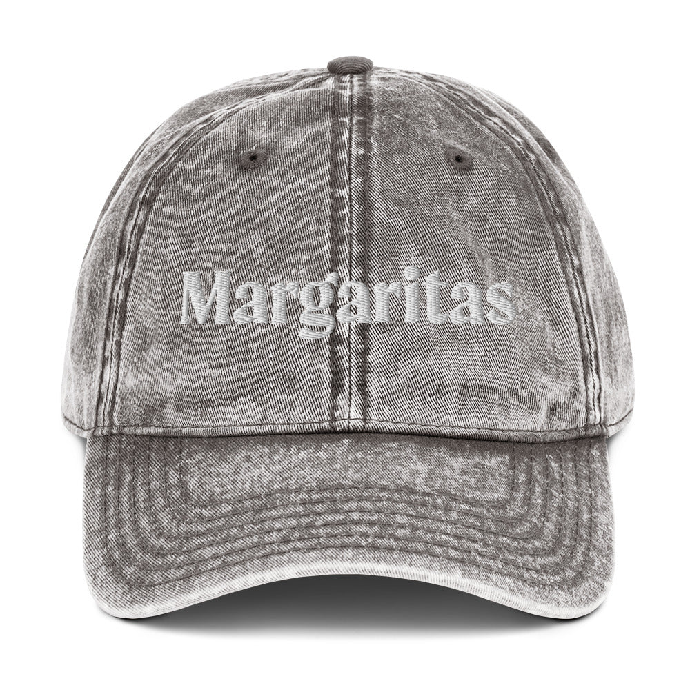 Faded gray margarita dad hat - Calling all margarita lovers! Drink margaritas in this unisex embroidered dad hat. It's comfortable, comes in a variety of colors and is designed for margarita enthusiasts. Show off your love of margaritas in this funny dad hat for cocktail lovers. It's a statement hat for margarita drinkers and foodies of all kinds.