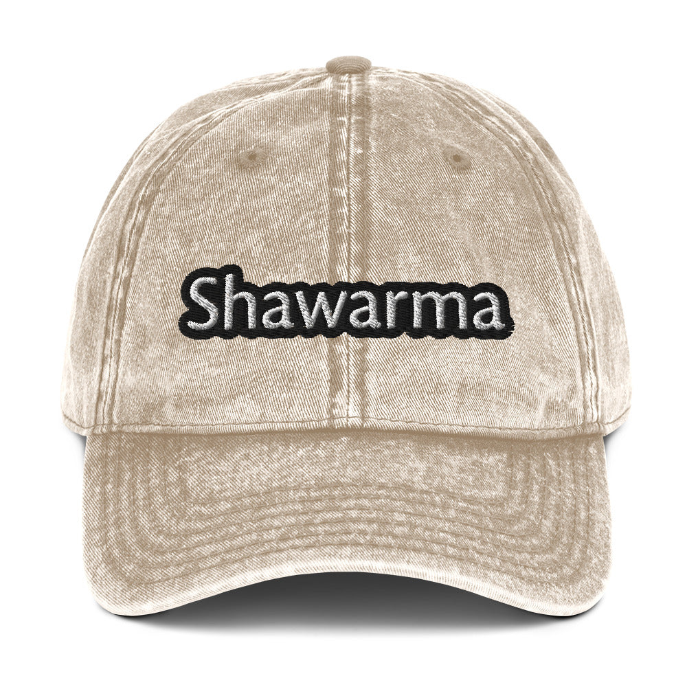 Khaki shawarma dad hat - This shawarma dad hat is just what every Middle Eastern food lover needs. It's comfortable, eye-catching, designed for shawarma lovers and made just for you. This funny food hat has a washed out vintage style with a carefully embroidered design for shawarma enthusiasts. A perfect everyday hat or gift for shawarma lover.