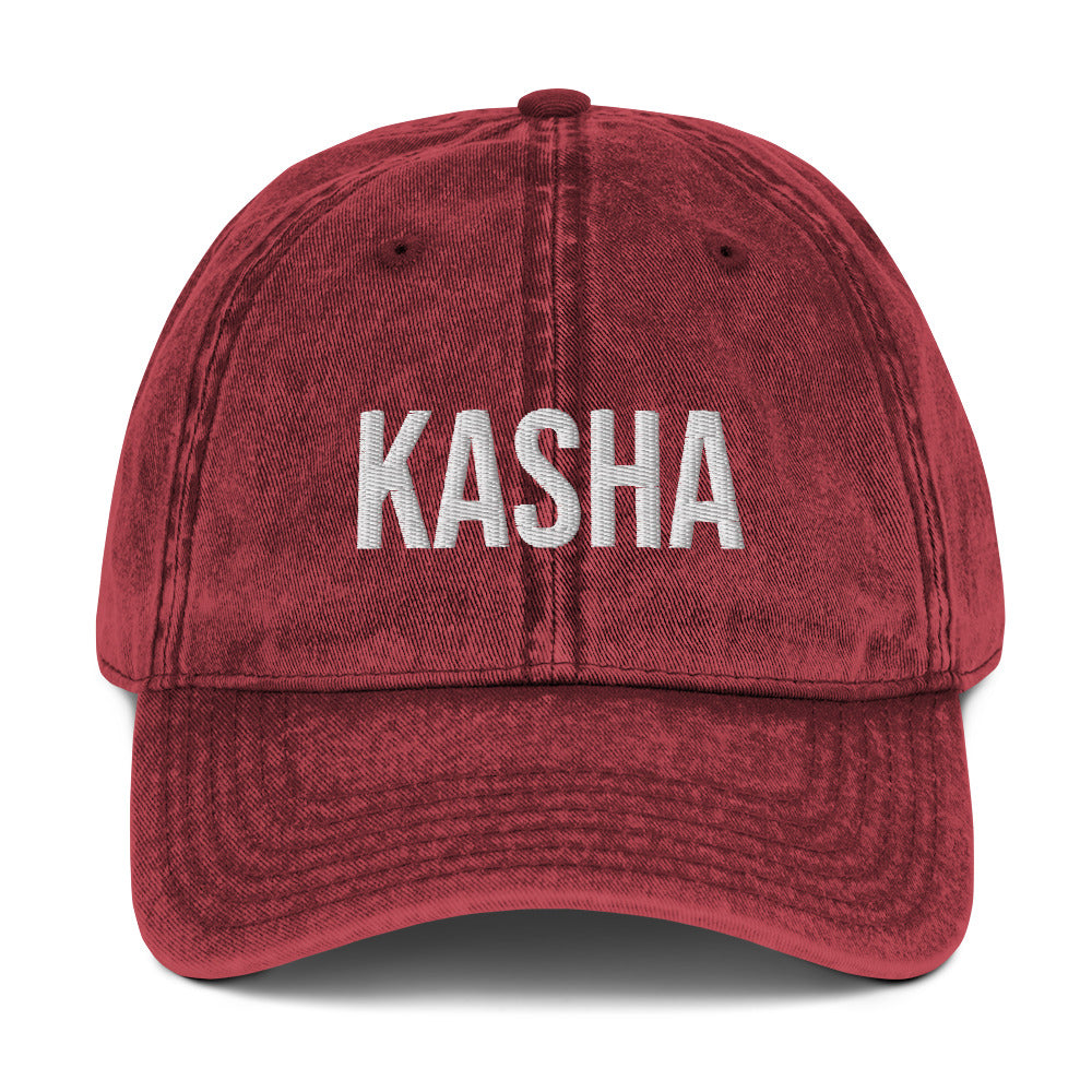 Maroon kasha hat - If you love Eastern European food, this kasha hat was designed just for you. Eat kasha in style and share your foodie passion in this dad hat for kasha lovers. This funny foodie hat is made of cotton, with a faded vintage style and an eye-catching embroidery. Perfect for kasha enthusiasts and foodies of all kinds. 