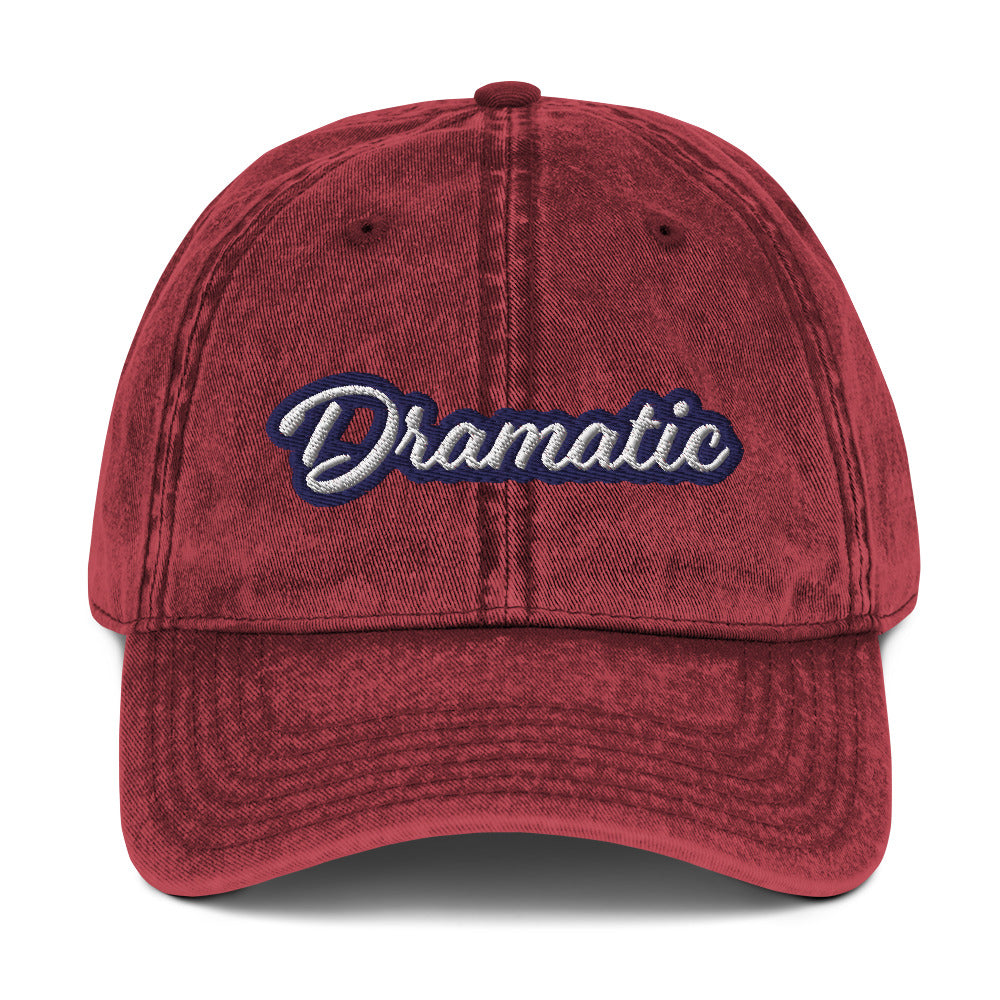 Faded maroon dramatic dad hat - Calling all drama queens and drama kings! This dramatic hat was designed just for you! A colorful dramatic dad hat with a stylish faded material, vintage look and is made of 100% cotton. It's a funny embroidered dad hat that's the perfect stand out accessory for everyday style or a gift for dramatic friends and family.