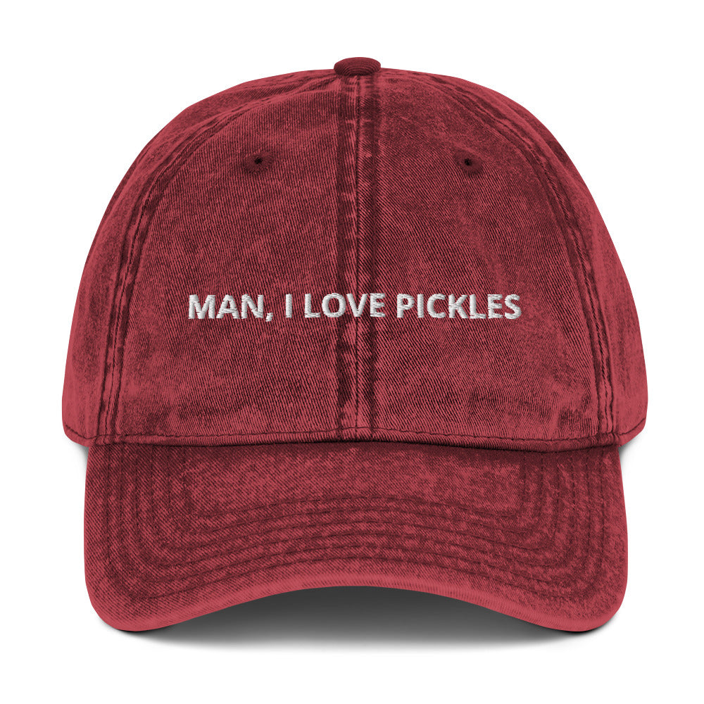 Maroon Man, I love pickles dad hat from Nina's Funky Shop by ninanush - This unique pickle dad hat is comfortable, funny and the perfect hat for foodies and pickle enthusiasts. It comes in a variety of colors with "Man, I Love Pickles" expertly embroidered on the front. Stand out, eat your favorite pickles and add some personality to your style in this funny dad hat for pickle lovers.