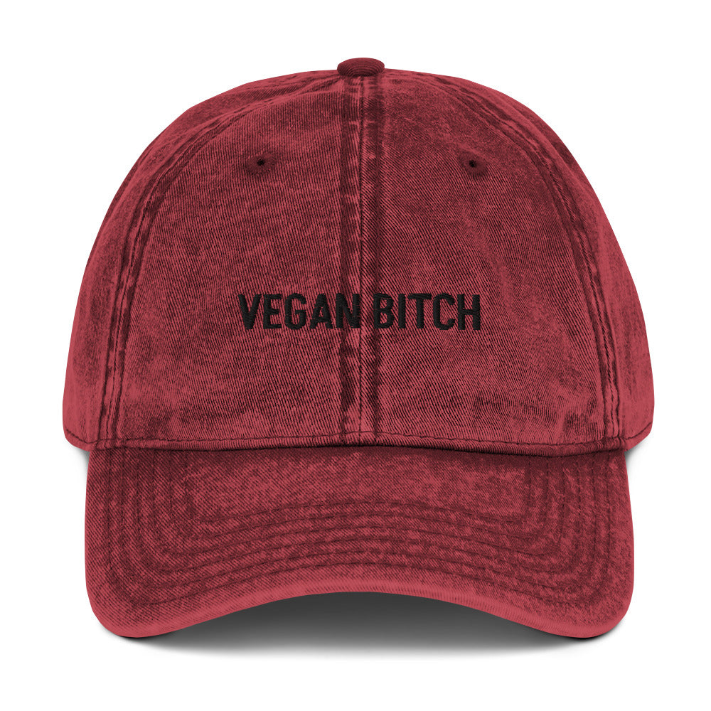 Maroon vegan bitch dad hat from Nina's Funky Shop by ninanush - This funny vegan dad hat is the perfect hat for plant based babes and vegan foodies. It has an adjustable closure and comes in a variety of colors with "Vegan Bitch" embroidered on the front. Stand out, eat vegan food and add a bit personality to your everyday style in this funny dad hat for proud vegans bitches.