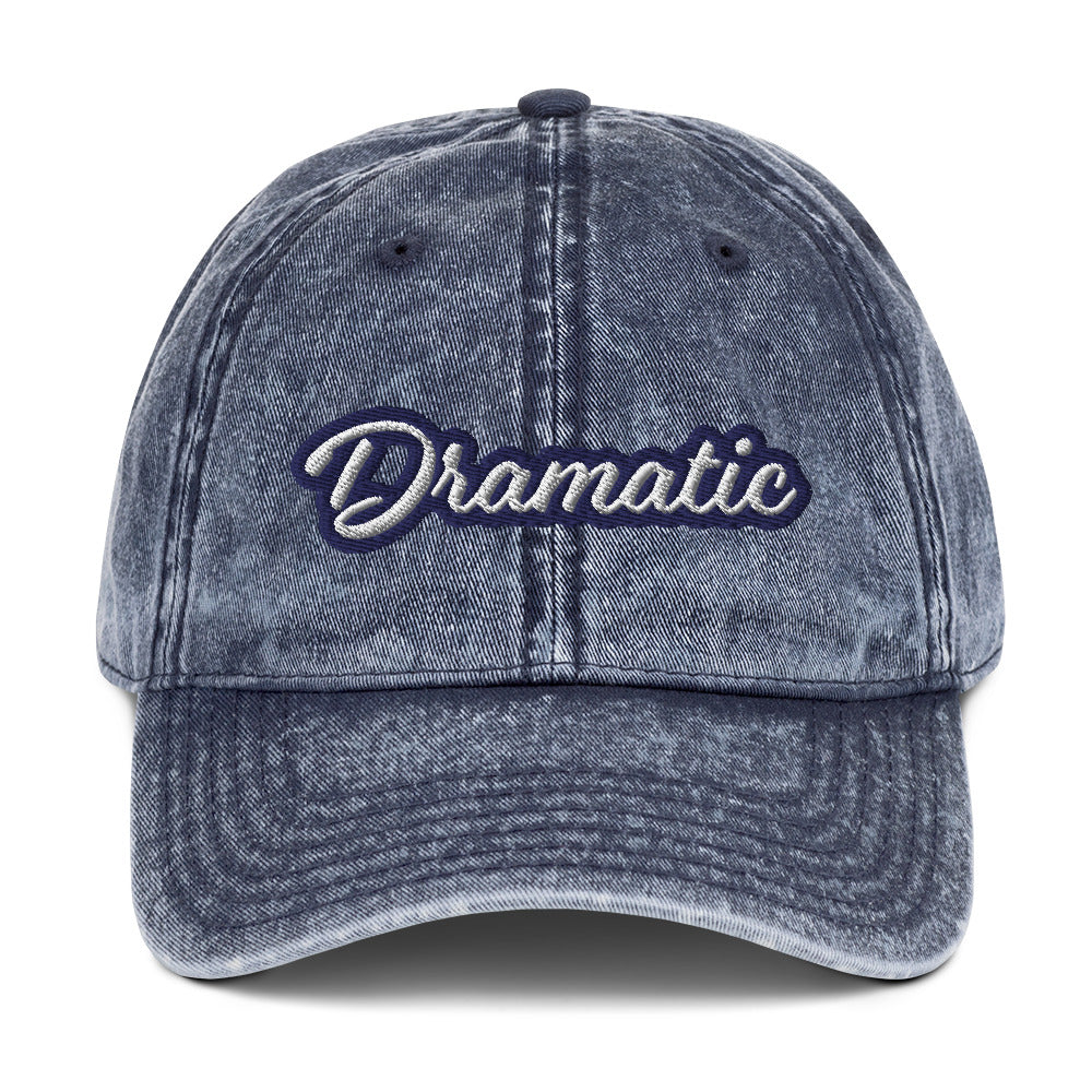 Faded blue dramatic dad hat - Calling all drama queens and drama kings! This dramatic hat was designed just for you! A colorful dramatic dad hat with a stylish faded material, vintage look and is made of 100% cotton. It's a funny embroidered dad hat that's the perfect stand out accessory for everyday style or a gift for dramatic friends and family.