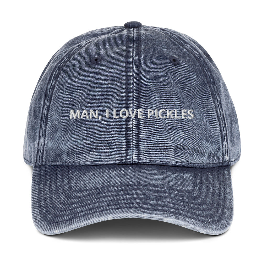 Blue Man, I love pickles dad hat from Nina's Funky Shop by ninanush - This unique pickle dad hat is comfortable, funny and the perfect hat for foodies and pickle enthusiasts. It comes in a variety of colors with "Man, I Love Pickles" expertly embroidered on the front. Stand out, eat your favorite pickles and add some personality to your style in this funny dad hat for pickle lovers.