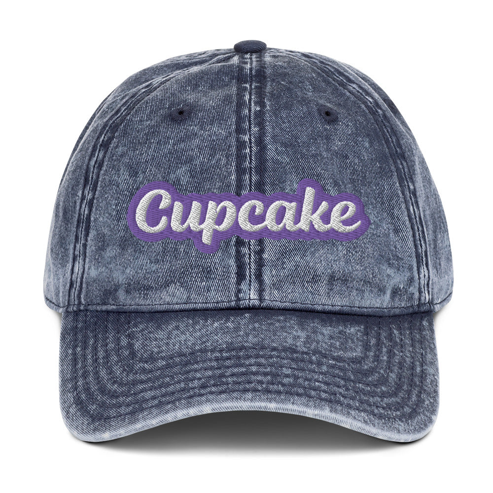 Blue cupcake dad hat from Nina's Funky Shop by ninanush - This cupcake dad hat is the perfect hat for foodies and cupcake enthusiasts. Stand out, eat your favorite foods and add a bit personality to your everyday style in this funny dad hat for cupcake lovers with "cupcake" embroidered on the front. Celebrate your favorite food and drinks in our funky foodie apparel designed by Nina.