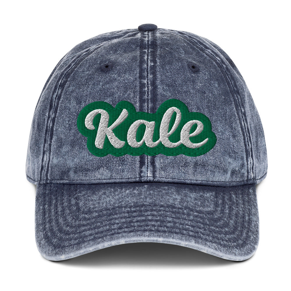 Blue kale dad hat from Nina's Funky Shop by ninanush - Eat kale and stand out in our kale dad hat. It has an adjustable closure and comes in a variety of colors with the word "kale", expertly embroidered on the front. Wear this kale hat and make a statement or give it as a funny gift for a kale enthusiast. It's a unique dad hat for foodies and veggie lovers of all kinds.