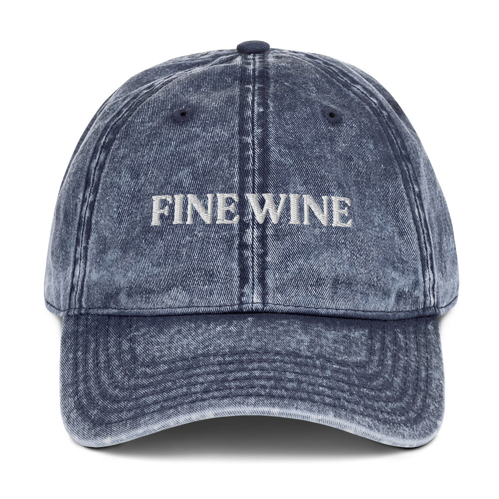 Blue Fine Wine Hat - Our Fine Wine Dad Hat is comfortable, adjustable and expertly embroidered just for you