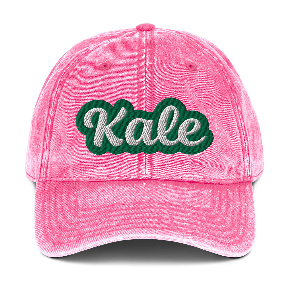 Pink kale dad hat from Nina's Funky Shop by ninanush - Eat kale and stand out in our kale dad hat. It has an adjustable closure and comes in a variety of colors with the word "kale", expertly embroidered on the front. Wear this kale hat and make a statement or give it as a funny gift for a kale enthusiast. It's a unique dad hat for foodies and veggie lovers of all kinds.