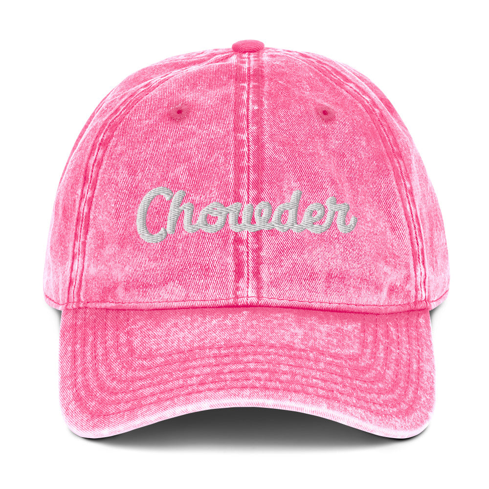 Pink chowder dad hat from Nina's Funky Shop by ninanush - Show off in our classic chowder dad hat. It has an adjustable closure, comes in a variety of colors with stylish washed out material and the word "Chowder" embroidered on the front. Wear this funny food hat and add a little personality to your everyday style or give it as a weird gift for a pastrami enthusiast.