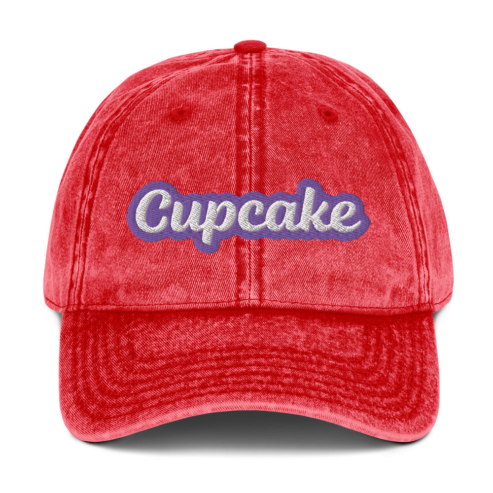 Red cupcake dad hat from Nina's Funky Shop by ninanush - This cupcake dad hat is the perfect hat for foodies and cupcake enthusiasts. Stand out, eat your favorite foods and add a bit personality to your everyday style in this funny dad hat for cupcake lovers with "cupcake" embroidered on the front. Celebrate your favorite food and drinks in our funky foodie apparel designed by Nina.