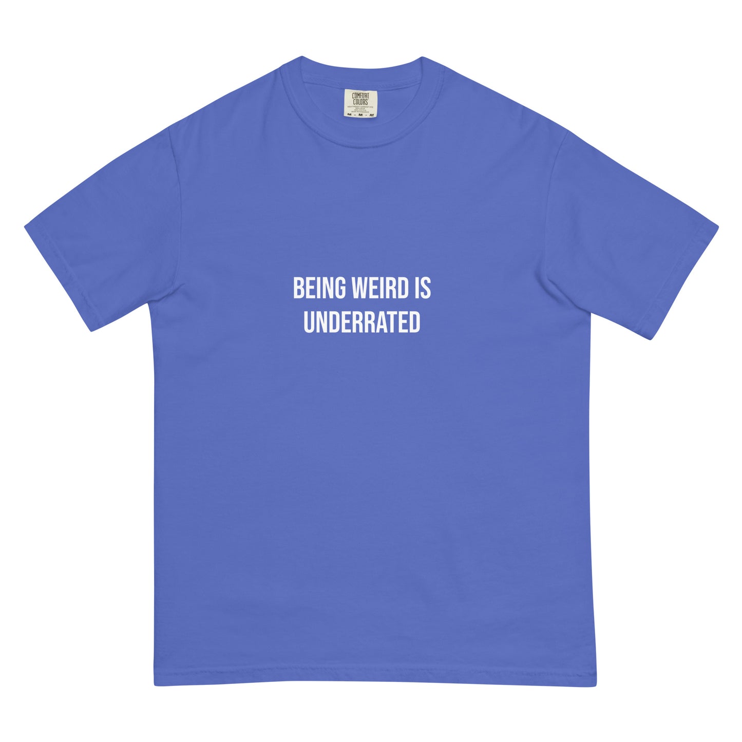 Flo blue weird t-shirt - This Weird is Underrated T-shirt is a funky, colorful tshirt with a message. The heavyweight cotton tshirt encourages self-expression and being different. Stay weird and show the world that being different is something to be embraced and celebrated. It's a unique streetwear everyday t-shirt and cute gift for weird friends.