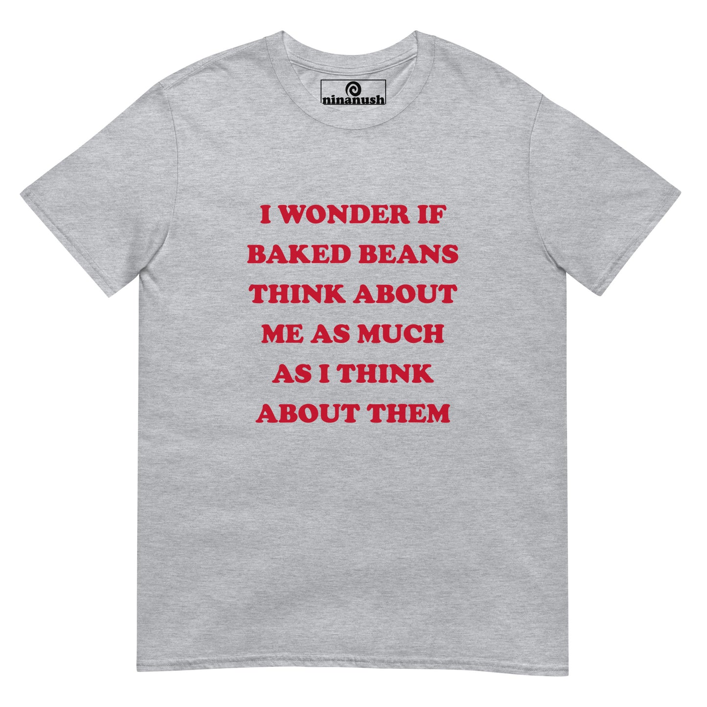 Gray funny foodie quote t-shirt for baked beans lovers - Do you love baked beans? Show your love for baked beans in this weird baked beans t-shirt. It has a funny foodie quote on a classic comfortable tee. It's sure to make a statement and get people talking. Eat baked beans in style and celebrate your favorite foods in our funky foodie beanies, quirky t-shirt and more.