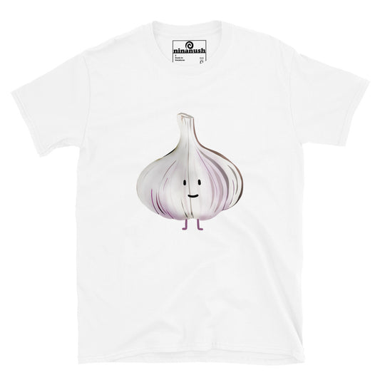 White garlic graphic tee - This cute garlic head t-shirt is totally unique and made just for you. It's a funny foodie t-shirt with a funky design for garlic lovers. Eat garlic in style in this cute garlic graphic tee. It's a weird t-shirt and the perfect unique gift for garlic enthusiasts and foodies. Celebrate your favorite foods with ninanush.