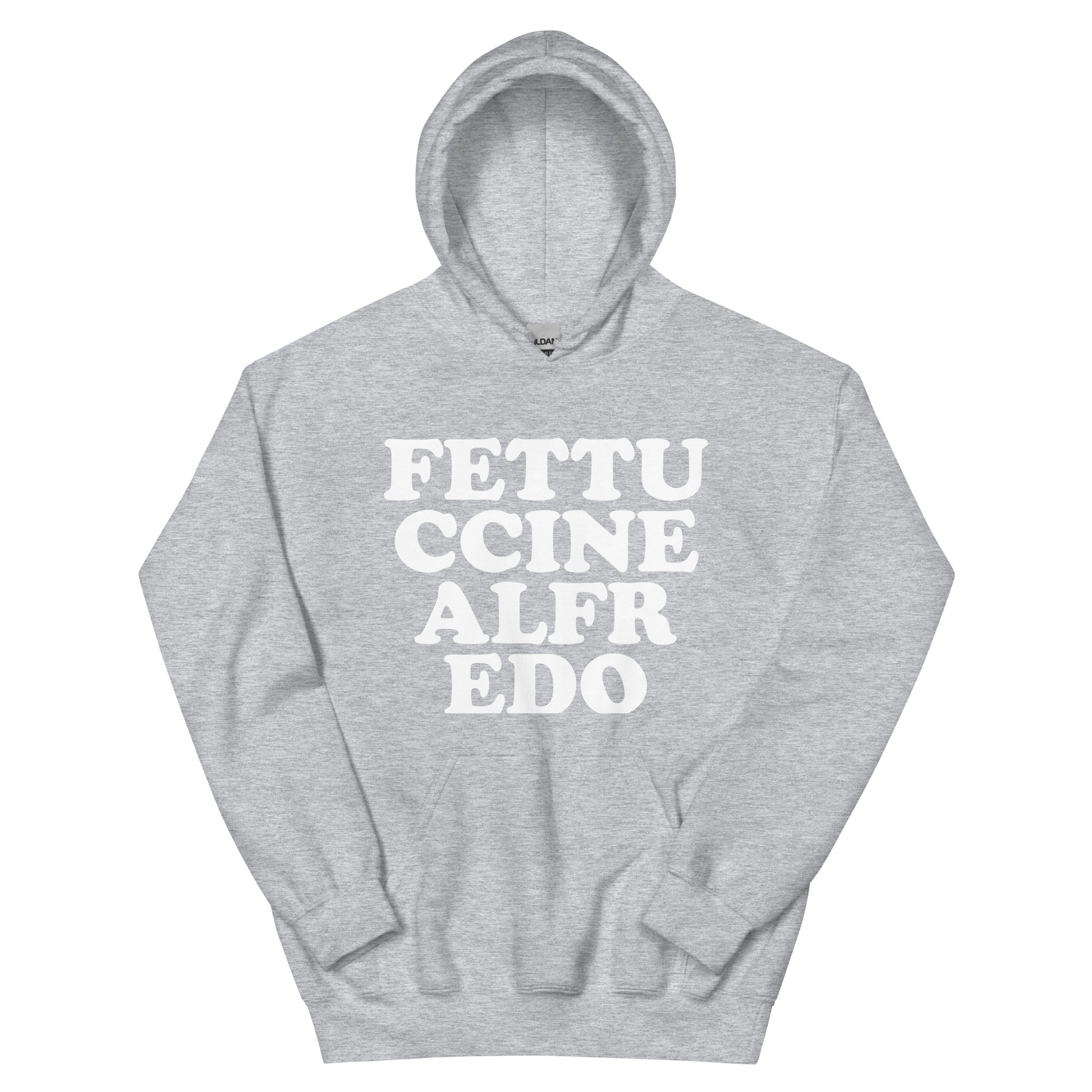 Light gray fettuccine Alfredo hoodie for foodies - Eat fettuccine Alfredo and make a statement in a funny fettuccine Alfredo sweatshirt. It's a unique foodie hoodie with a funny food saying. This weird sweatshirt for foodies is the best gift for fettuccine Alfredo lovers. Eat fettuccine Alfredo, be kind to all kinds and do what makes you smile in a funny foodie hoodie.